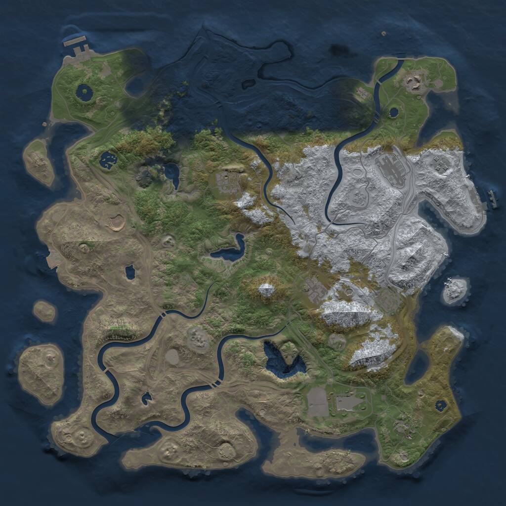 Rust Map: Procedural Map, Size: 4500, Seed: 273133080, 16 Monuments