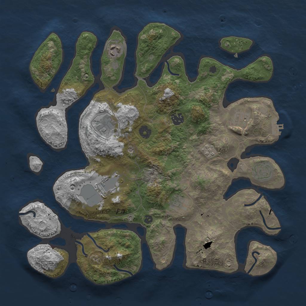 Rust Map: Procedural Map, Size: 3650, Seed: 12345, 15 Monuments