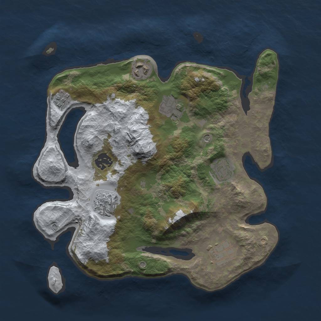 Rust Map: Barren, Size: 3000, Seed: 1900386547, 10 Monuments