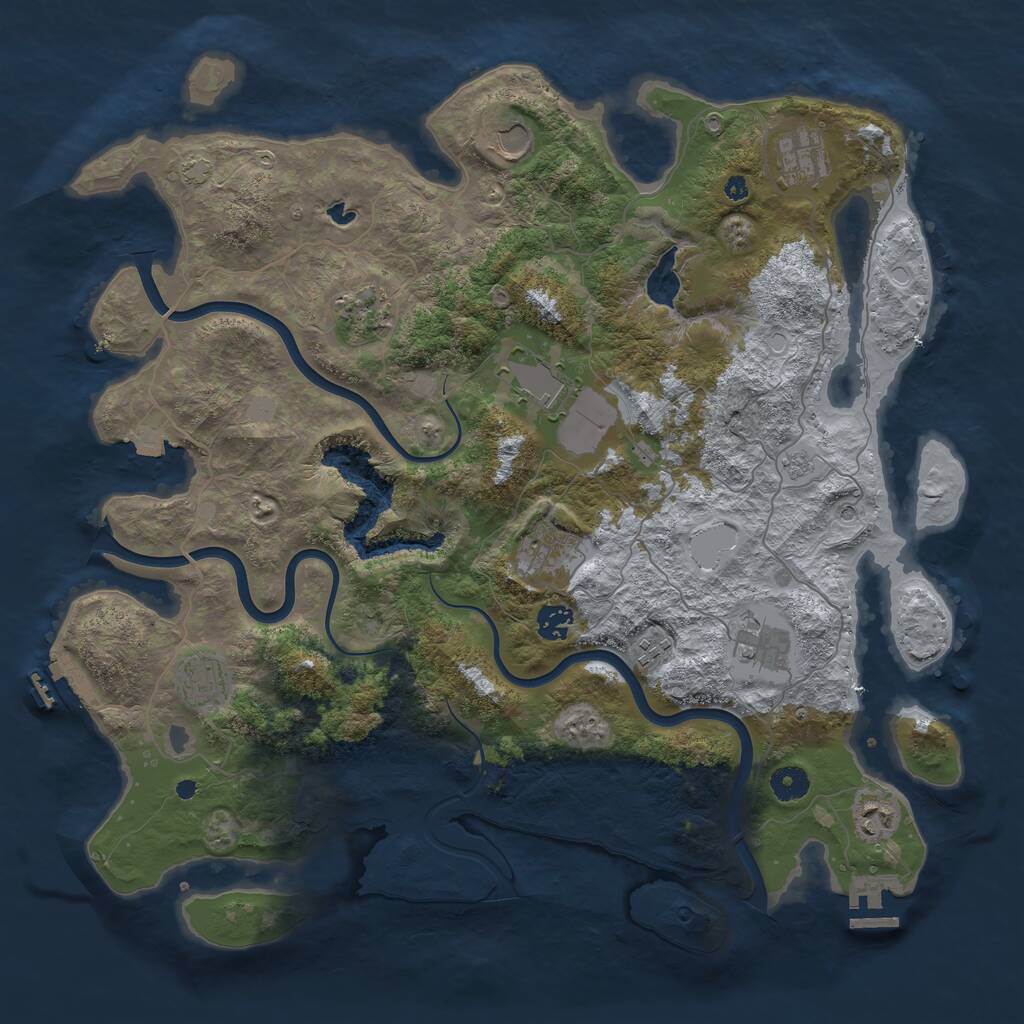 Rust Map: Procedural Map, Size: 4200, Seed: 696969, 16 Monuments