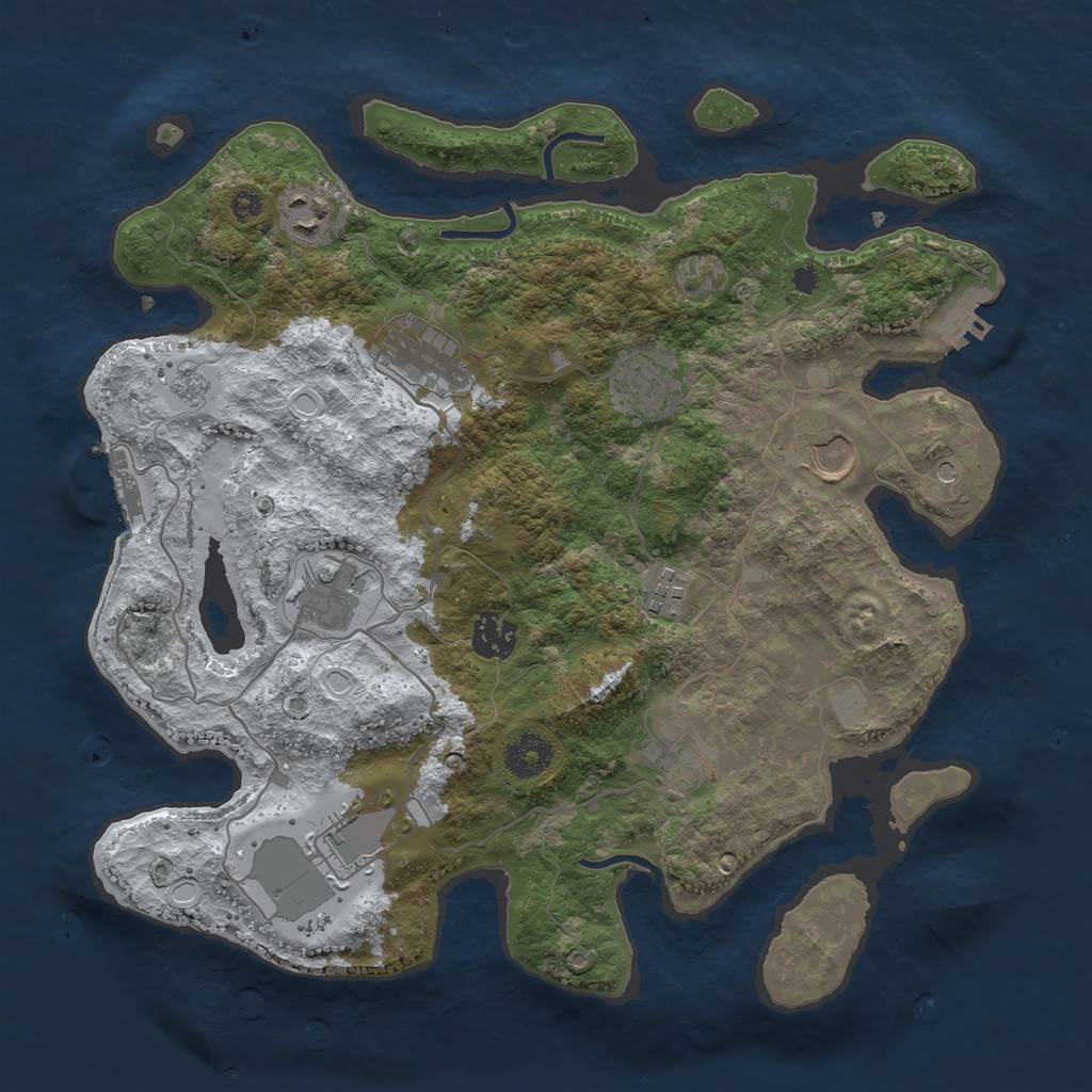 Rust Map: Procedural Map, Size: 3500, Seed: 5975412, 18 Monuments