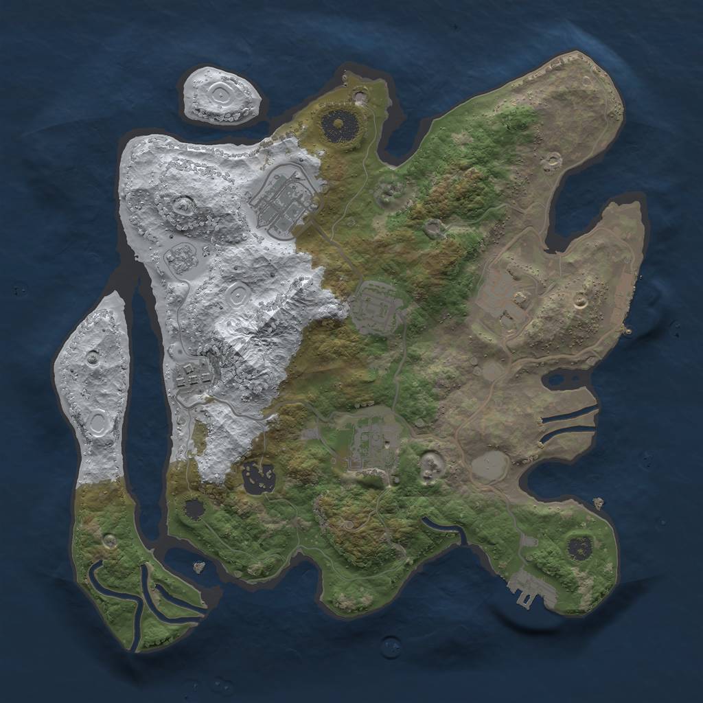 Rust Map: Procedural Map, Size: 3000, Seed: 747115, 14 Monuments