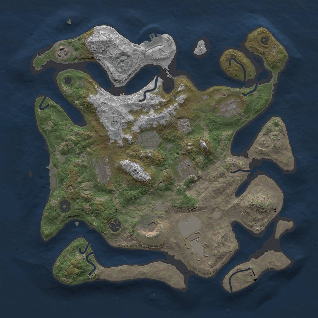 Rust Map: Procedural Map, Size: 3800, Seed: 6100, 17 Monuments