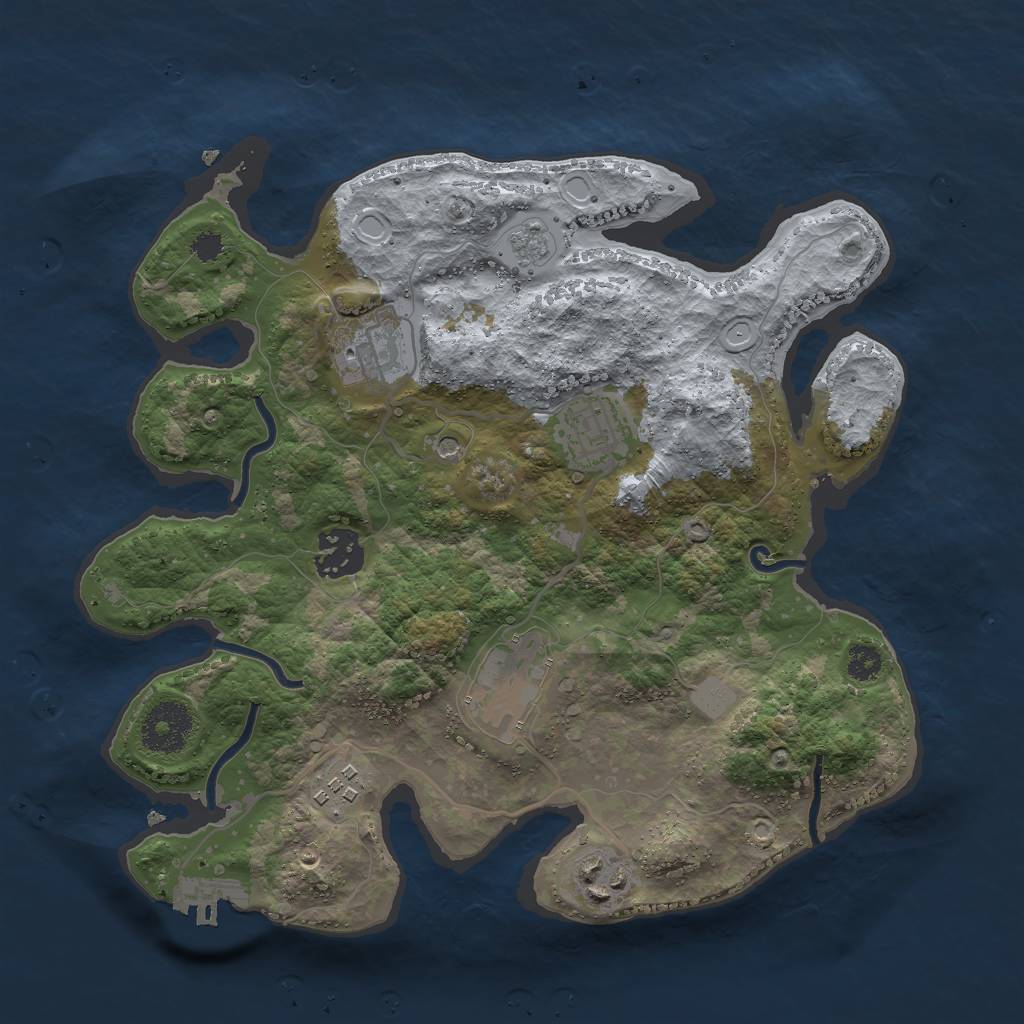 Rust Map: Procedural Map, Size: 3000, Seed: 781098, 12 Monuments