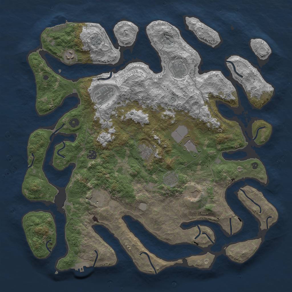 Rust Map: Procedural Map, Size: 4500, Seed: 12474, 18 Monuments