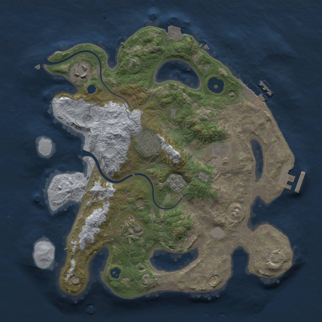 Rust Map: Procedural Map, Size: 3000, Seed: 349252, 10 Monuments