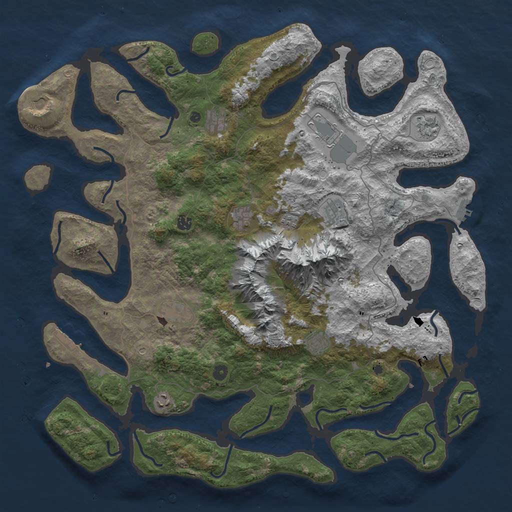 Rust Map: Procedural Map, Size: 5000, Seed: 151316149, 19 Monuments