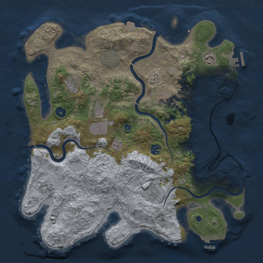 Rust Map: Procedural Map, Size: 3800, Seed: 215546631, 15 Monuments