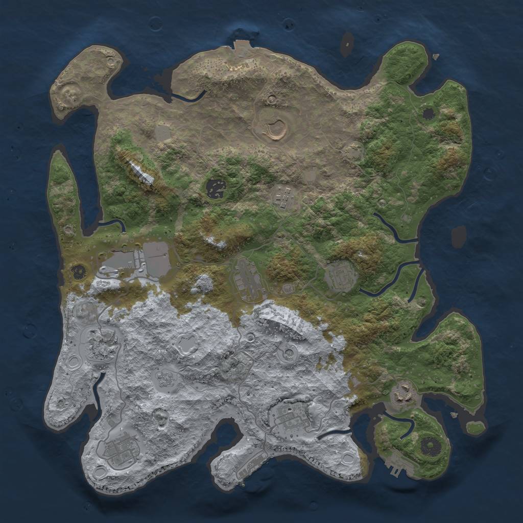 Rust Map: Procedural Map, Size: 3800, Seed: 215546631, 18 Monuments