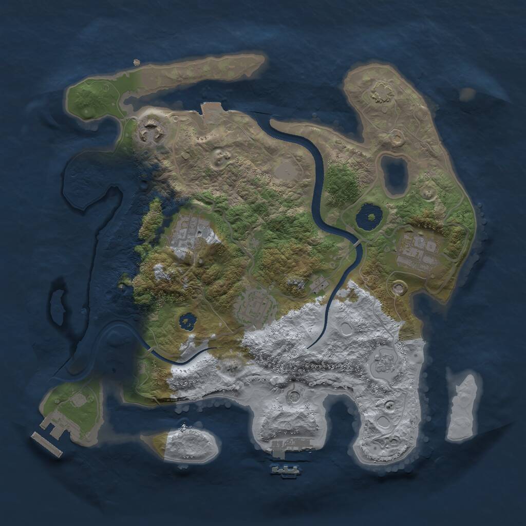 Rust Map: Procedural Map, Size: 3000, Seed: 76936395, 10 Monuments