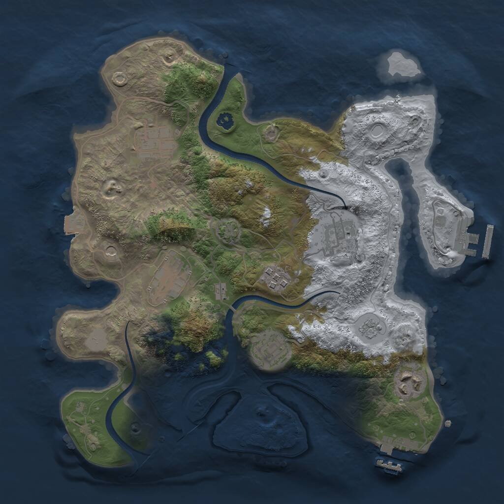 Rust Map: Procedural Map, Size: 3000, Seed: 48597, 12 Monuments