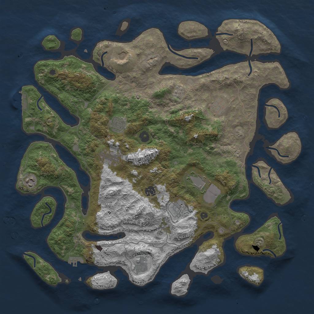 Rust Map: Procedural Map, Size: 4500, Seed: 13837, 18 Monuments