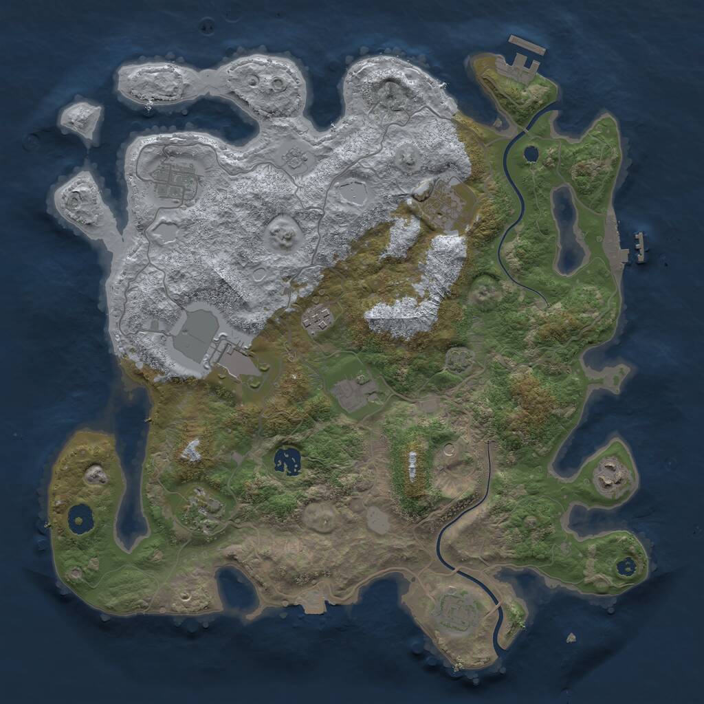 Rust Map: Procedural Map, Size: 3750, Seed: 33434, 15 Monuments