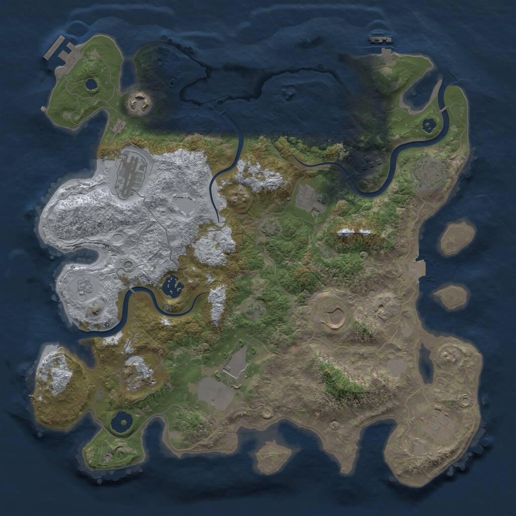 Rust Map: Procedural Map, Size: 3700, Seed: 1633154241, 16 Monuments
