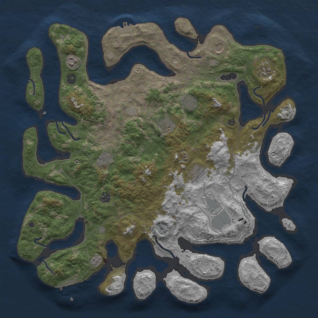 Rust Map: Procedural Map, Size: 4500, Seed: 999874, 18 Monuments