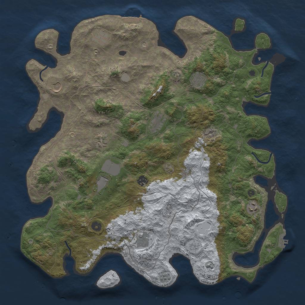 Rust Map: Procedural Map, Size: 4500, Seed: 1893457439, 19 Monuments
