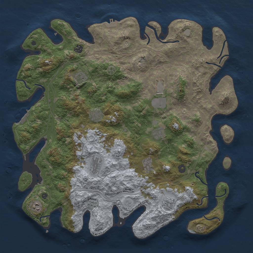 Rust Map: Procedural Map, Size: 4500, Seed: 1552624068, 17 Monuments