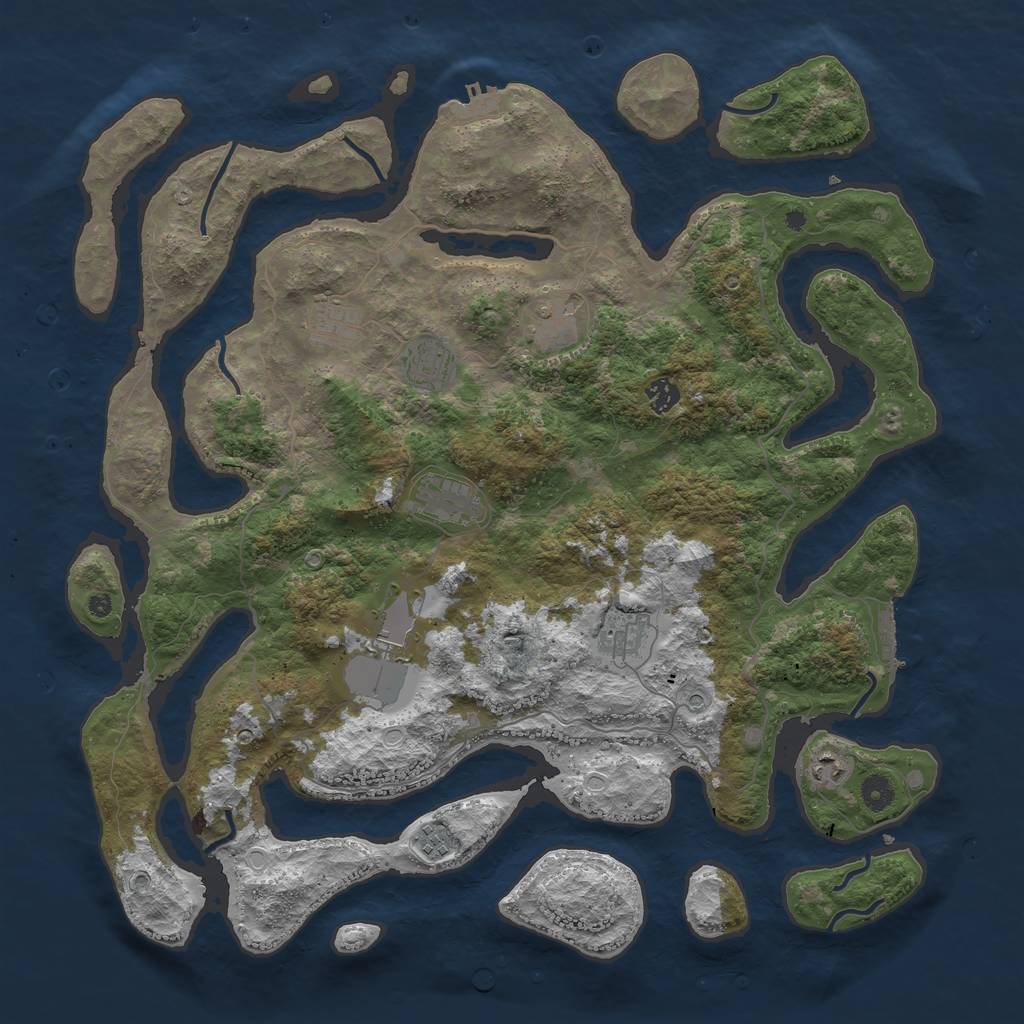 Rust Map: Procedural Map, Size: 4500, Seed: 1424380765, 17 Monuments