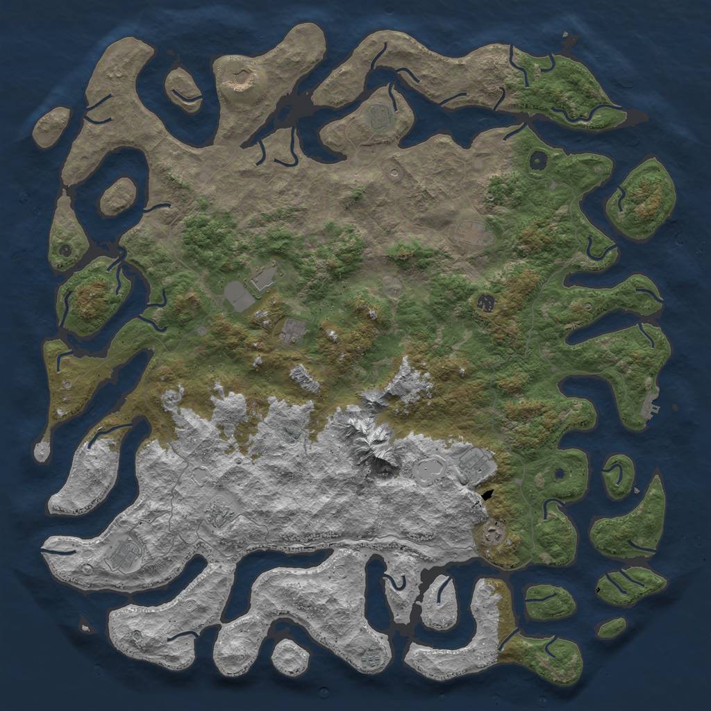 Rust Map: Procedural Map, Size: 6000, Seed: 73543, 18 Monuments