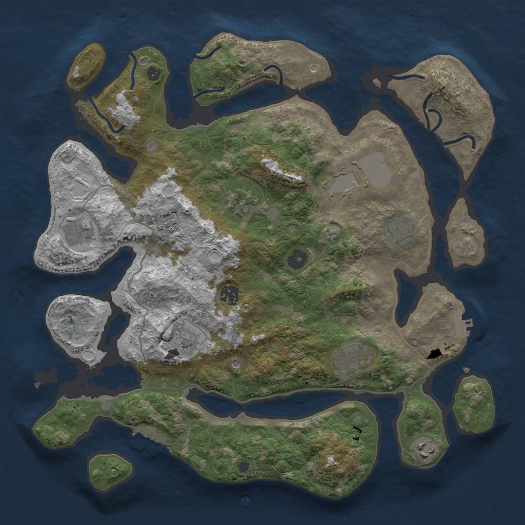 Rust Map: Procedural Map, Size: 4000, Seed: 2096999596, 17 Monuments