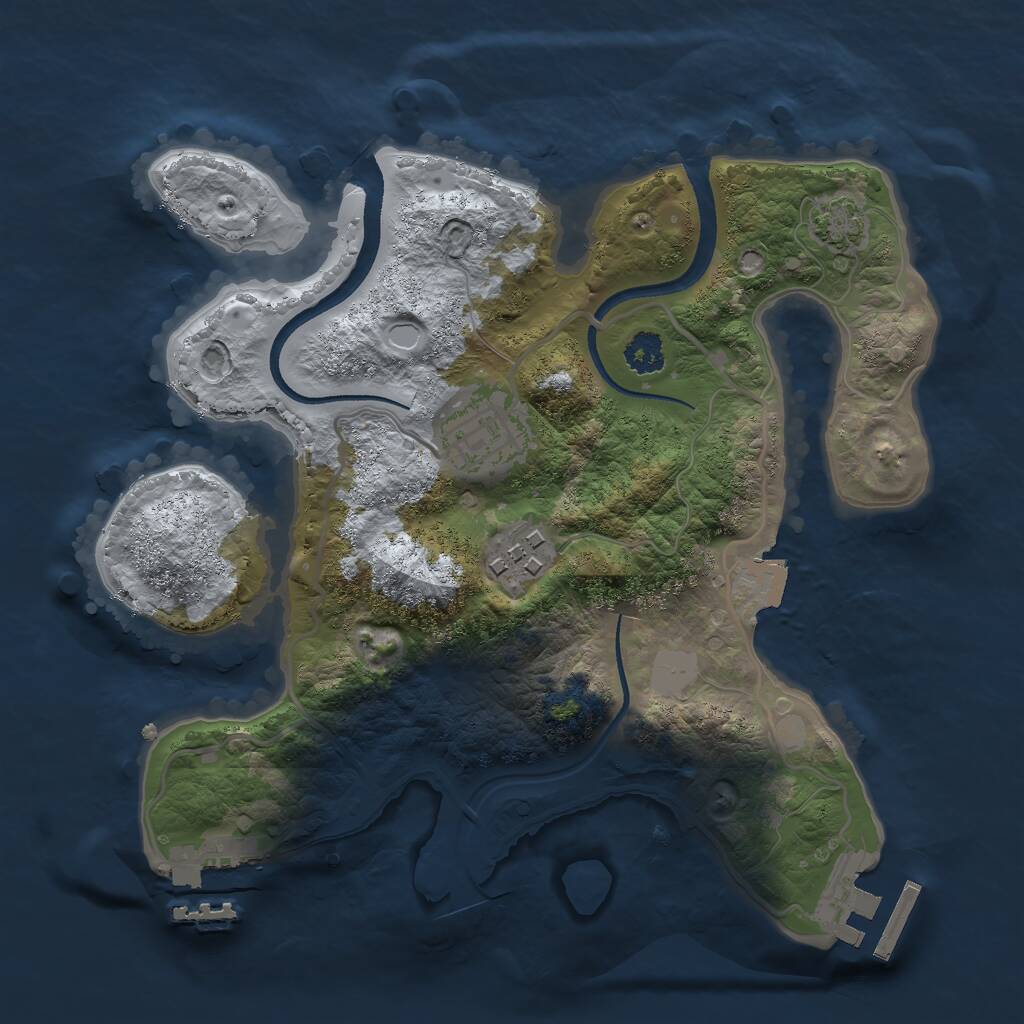 Rust Map: Procedural Map, Size: 2500, Seed: 567893, 6 Monuments