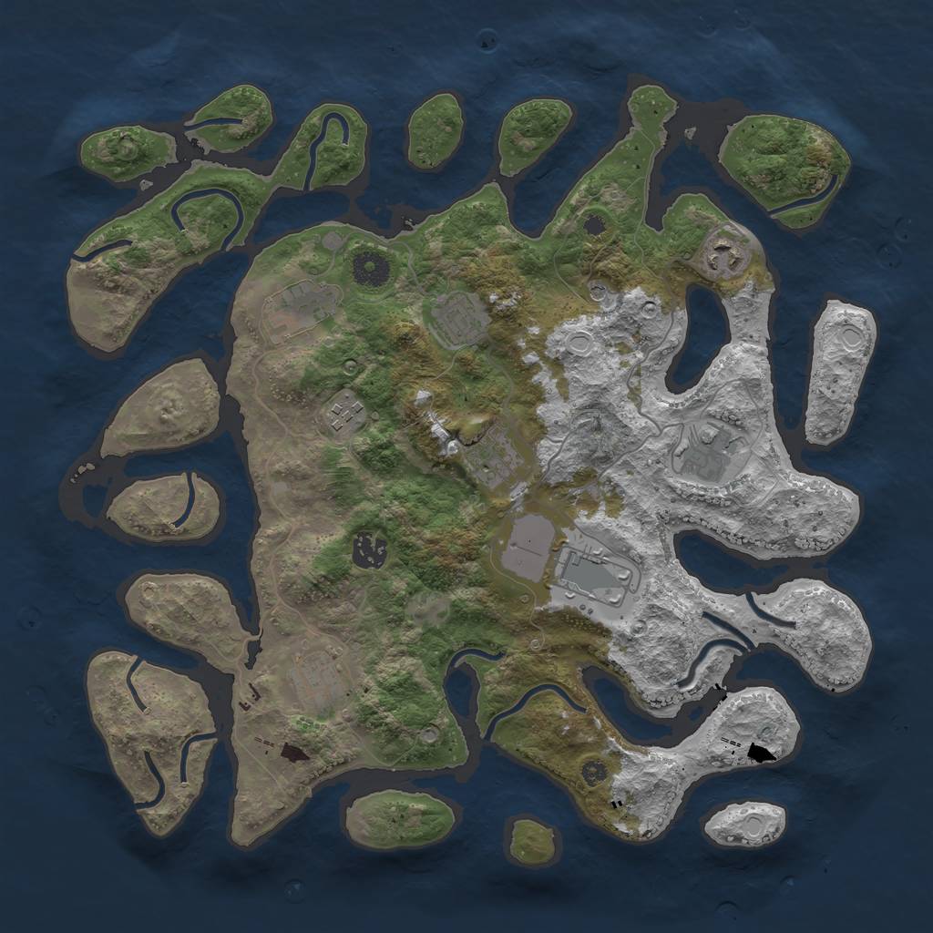 Rust Map: Procedural Map, Size: 3800, Seed: 63945443, 15 Monuments