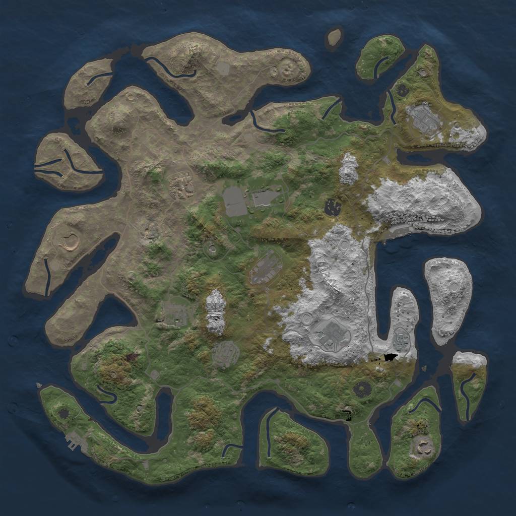 Rust Map: Procedural Map, Size: 4500, Seed: 1897607632, 19 Monuments