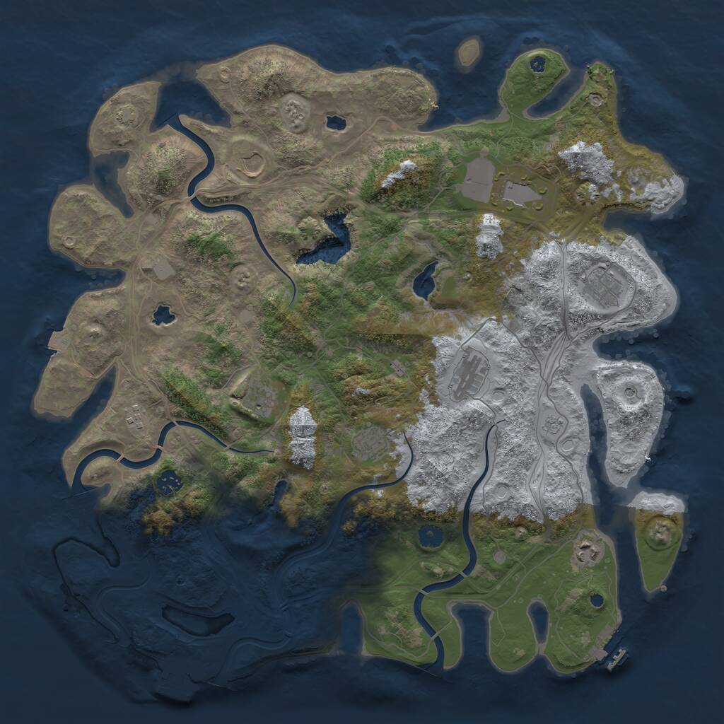 Rust Map: Procedural Map, Size: 4500, Seed: 1897607632, 15 Monuments
