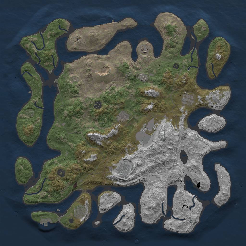 Rust Map: Procedural Map, Size: 4500, Seed: 466808140, 17 Monuments