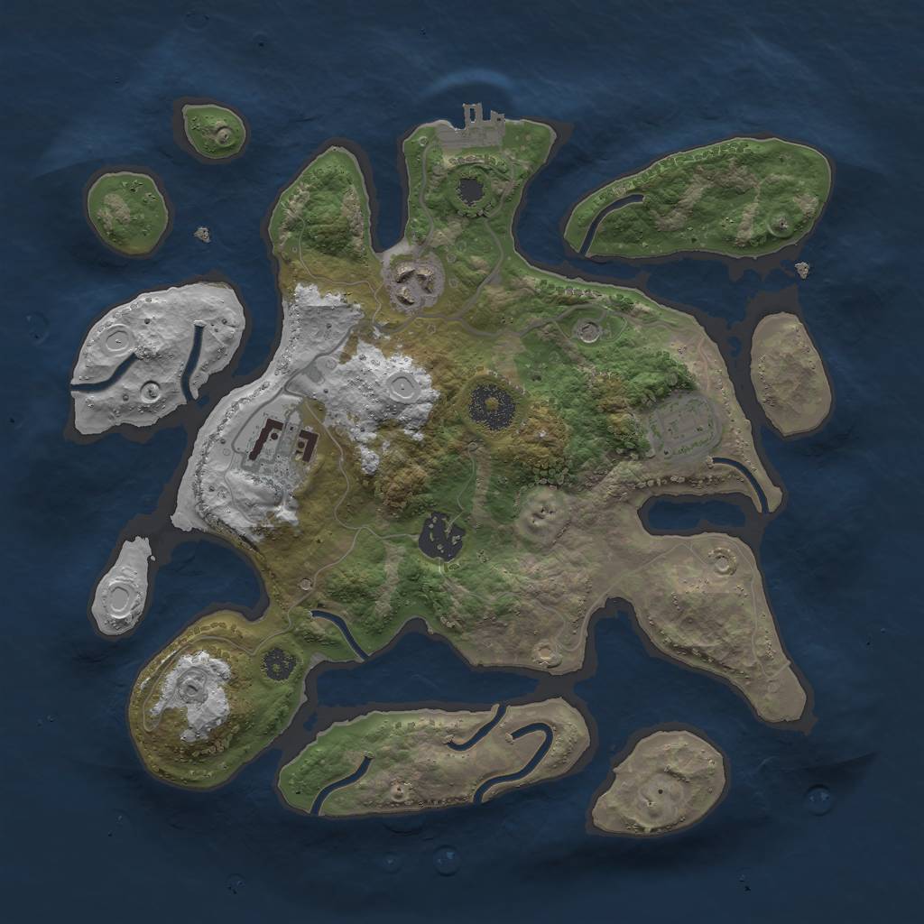 Rust Map: Procedural Map, Size: 3000, Seed: 5412065, 11 Monuments