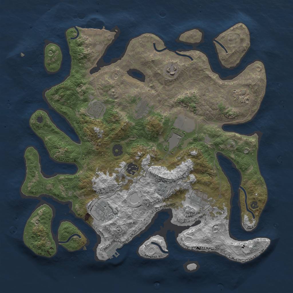 Rust Map: Procedural Map, Size: 3800, Seed: 6451029, 17 Monuments