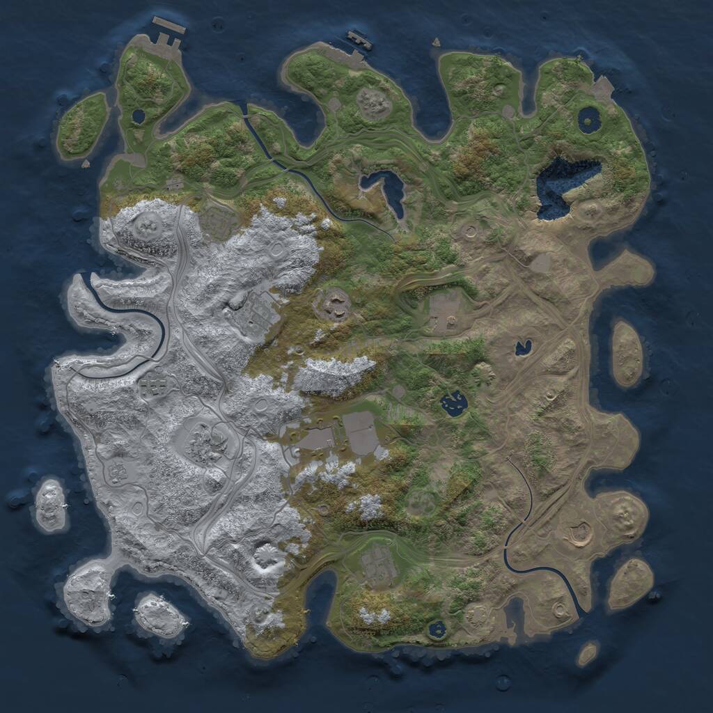 Rust Map: Procedural Map, Size: 4250, Seed: 853943, 16 Monuments