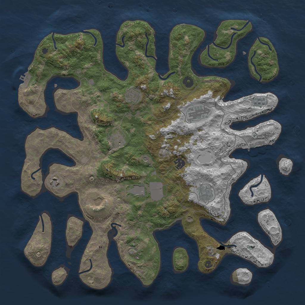 Rust Map: Procedural Map, Size: 4250, Seed: 888294, 18 Monuments