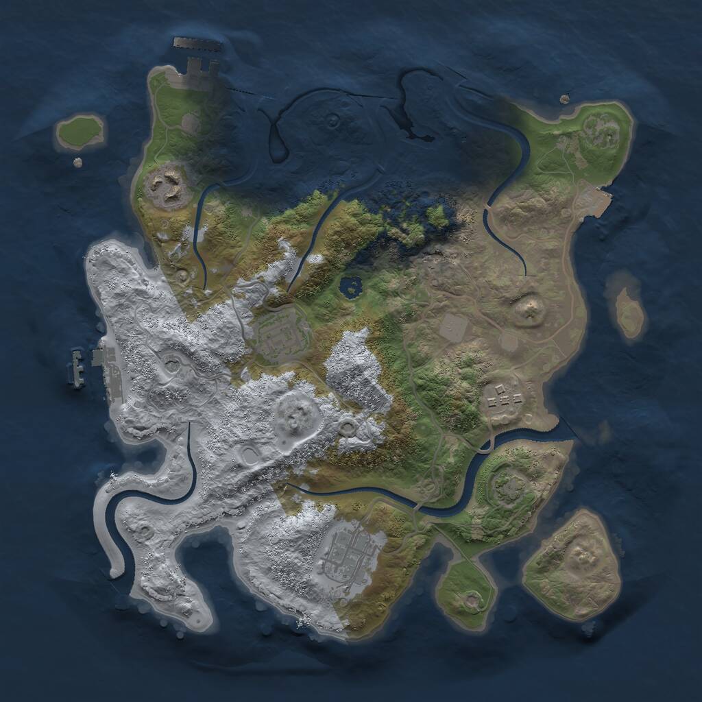 Rust Map: Procedural Map, Size: 3000, Seed: 4123, 9 Monuments