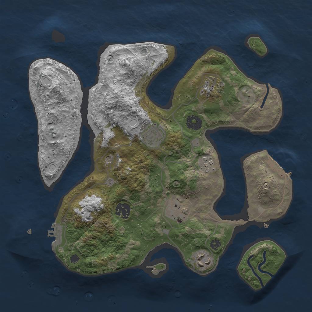 Rust Map: Procedural Map, Size: 3000, Seed: 1041058911, 14 Monuments