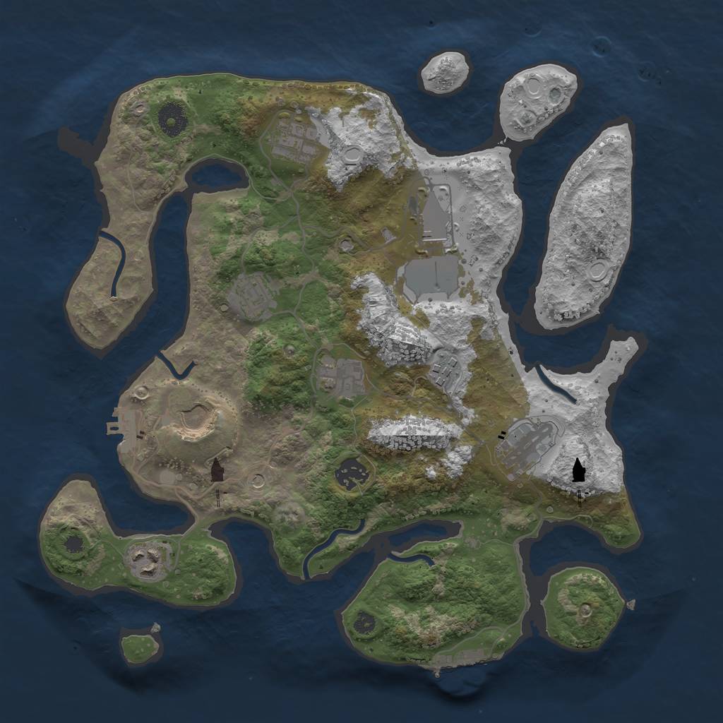Rust Map: Procedural Map, Size: 3500, Seed: 653311, 17 Monuments