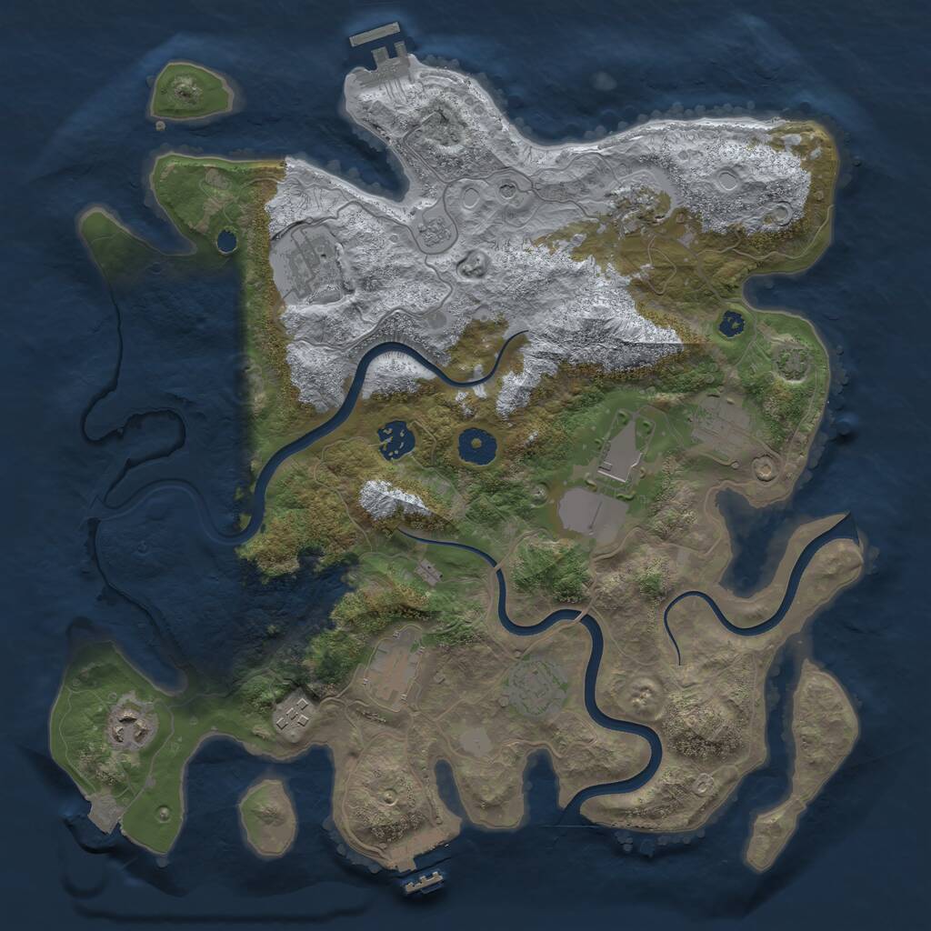 Rust Map: Procedural Map, Size: 3700, Seed: 665562555, 15 Monuments