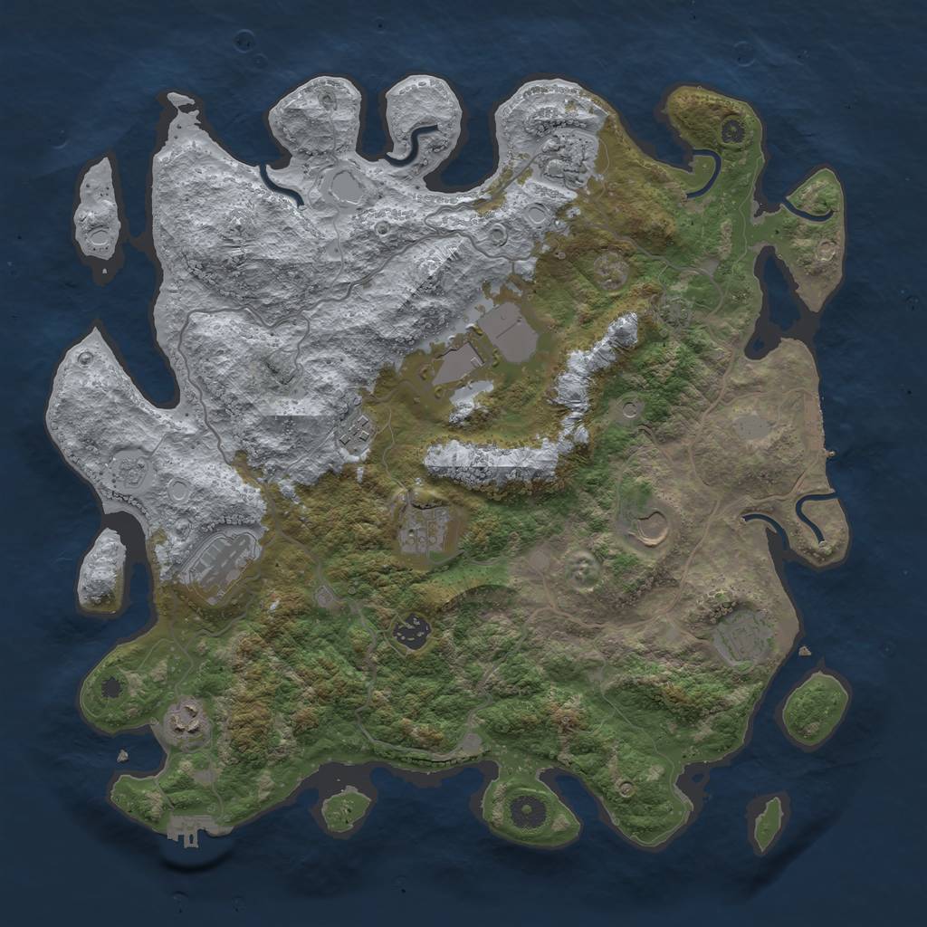 Rust Map: Procedural Map, Size: 4000, Seed: 1167333514, 17 Monuments