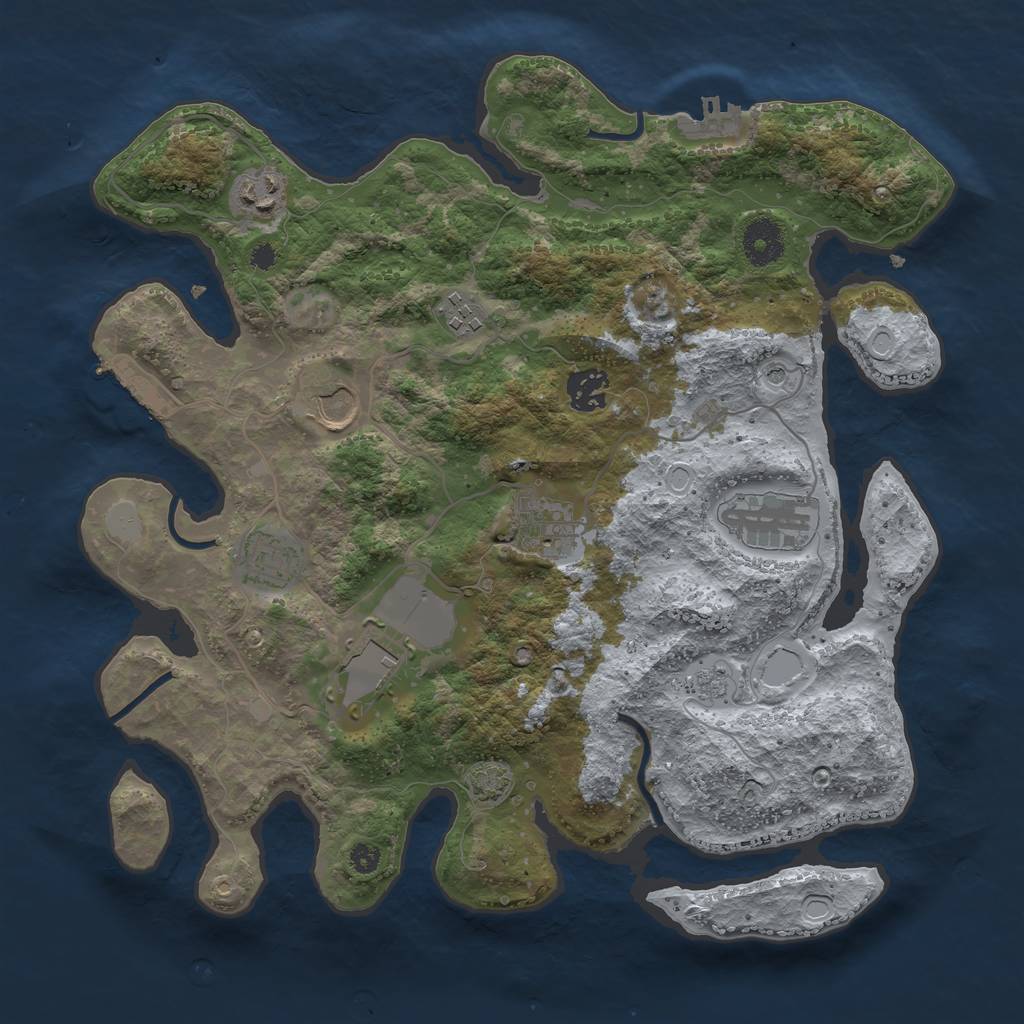 Rust Map: Procedural Map, Size: 3500, Seed: 1779901370, 15 Monuments