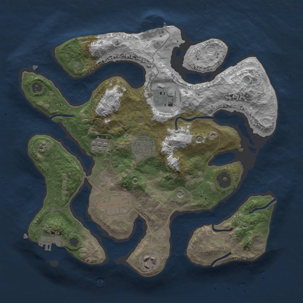 Rust Map: Procedural Map, Size: 3000, Seed: 369696984, 13 Monuments
