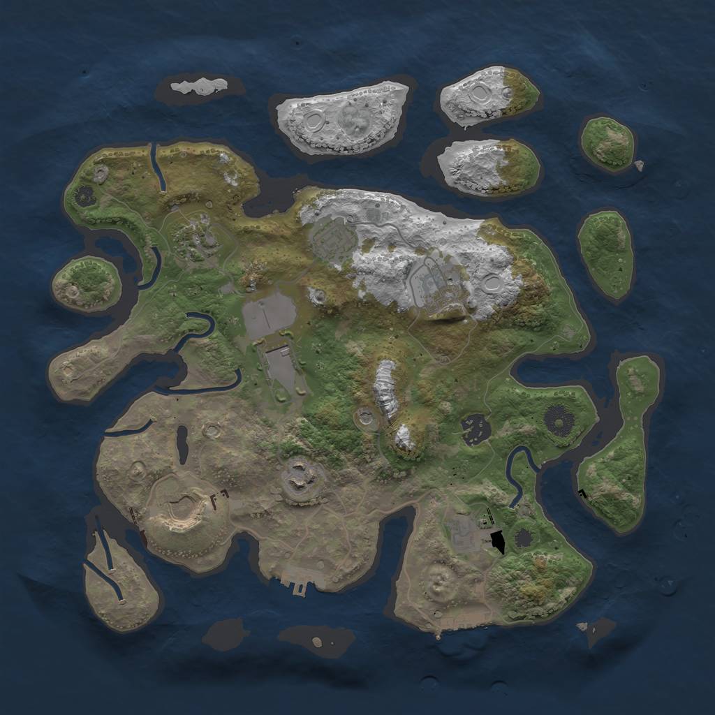 Rust Map: Procedural Map, Size: 3500, Seed: 156856225, 16 Monuments