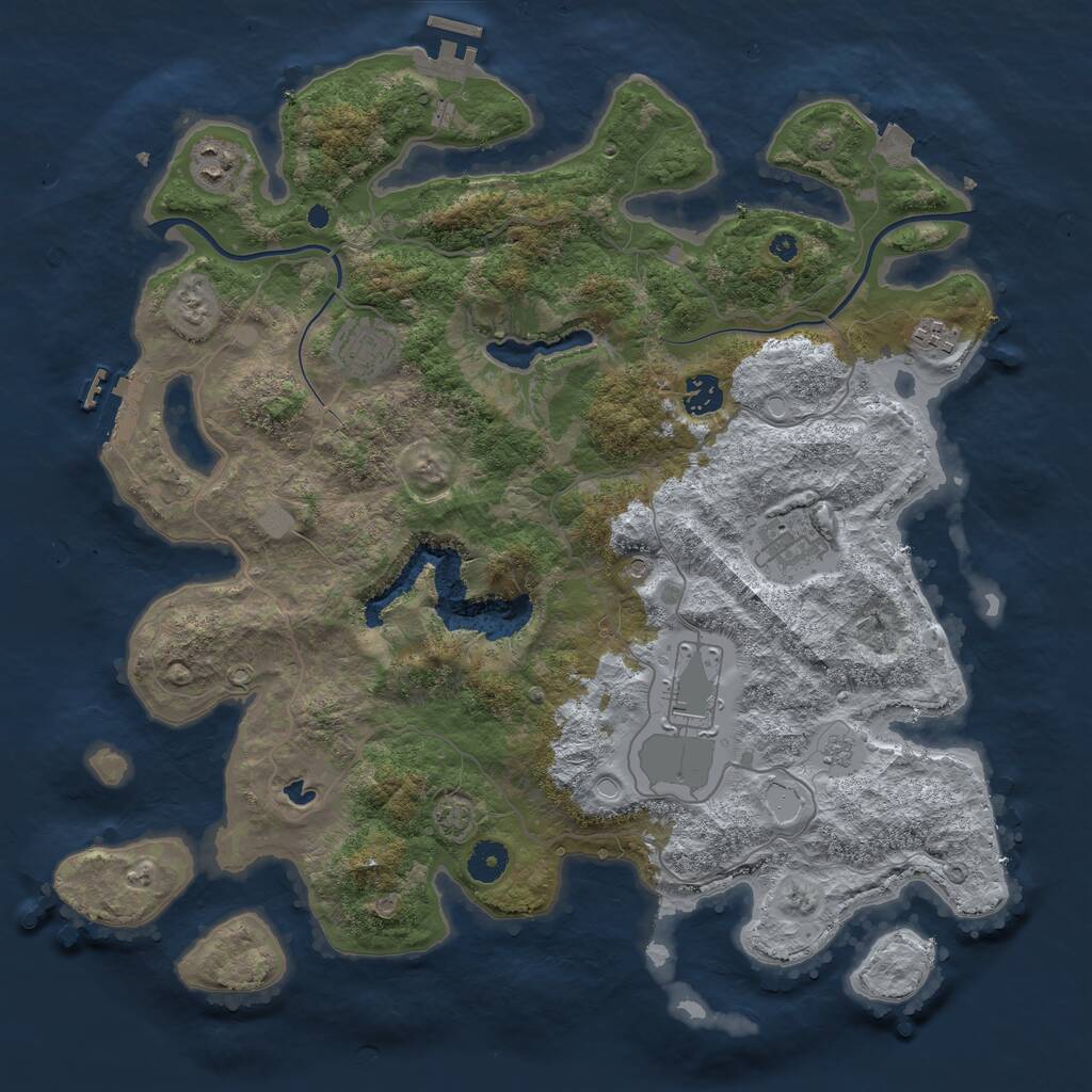 Rust Map: Procedural Map, Size: 4000, Seed: 1237616, 12 Monuments