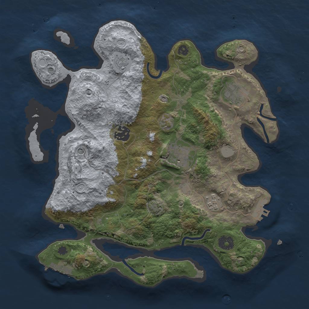 Rust Map: Procedural Map, Size: 3000, Seed: 142649907, 12 Monuments