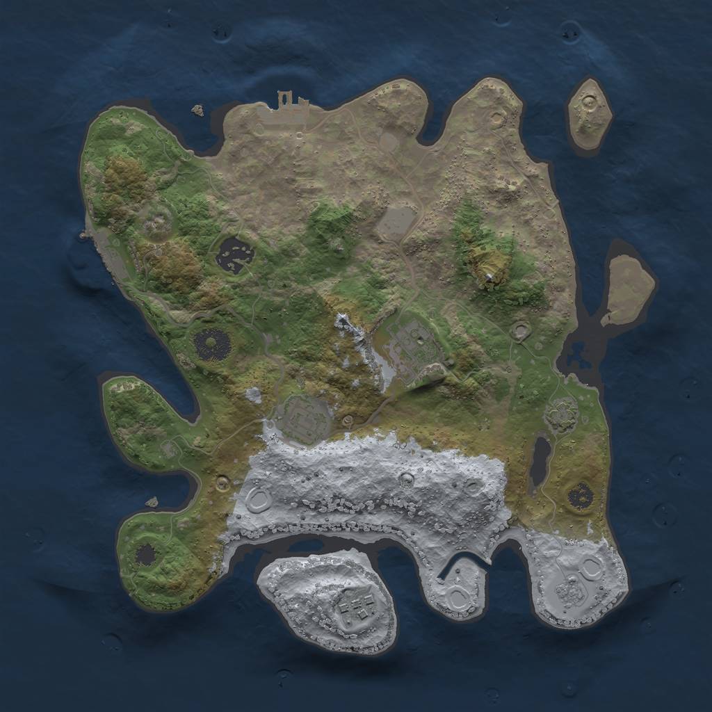 Rust Map: Procedural Map, Size: 3000, Seed: 1000000000, 11 Monuments