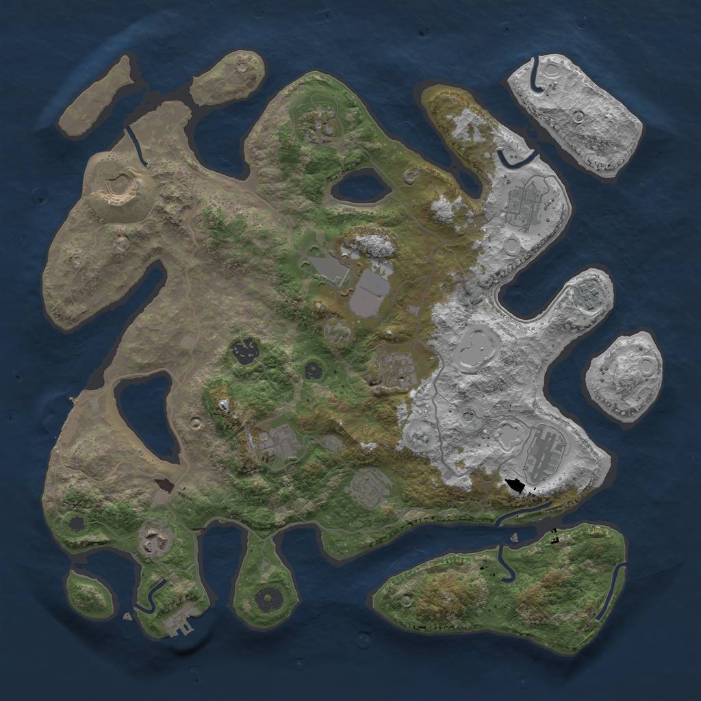 Rust Map: Procedural Map, Size: 4000, Seed: 1485355690, 19 Monuments