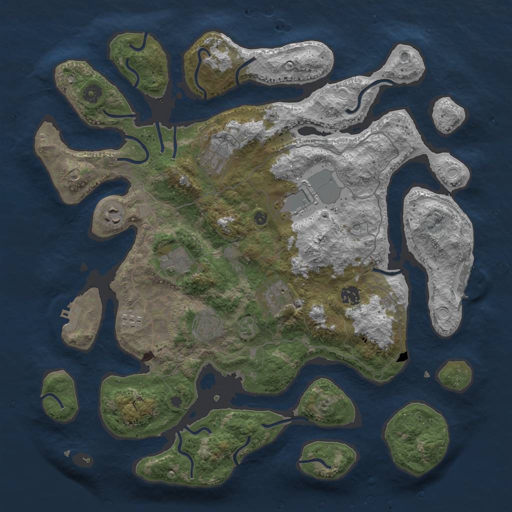 Rust Map: Procedural Map, Size: 4000, Seed: 1571044004, 16 Monuments
