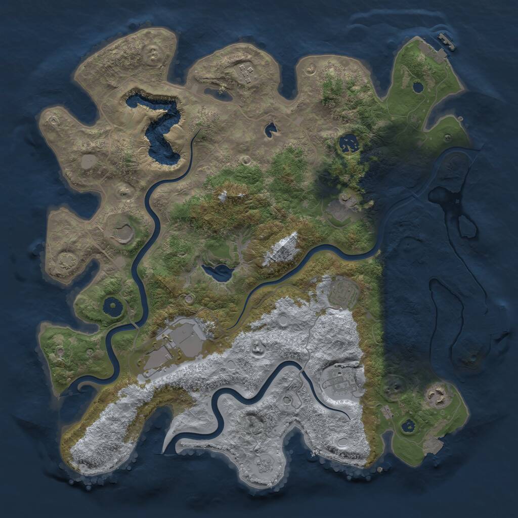 Rust Map: Procedural Map, Size: 4000, Seed: 1758520572, 14 Monuments