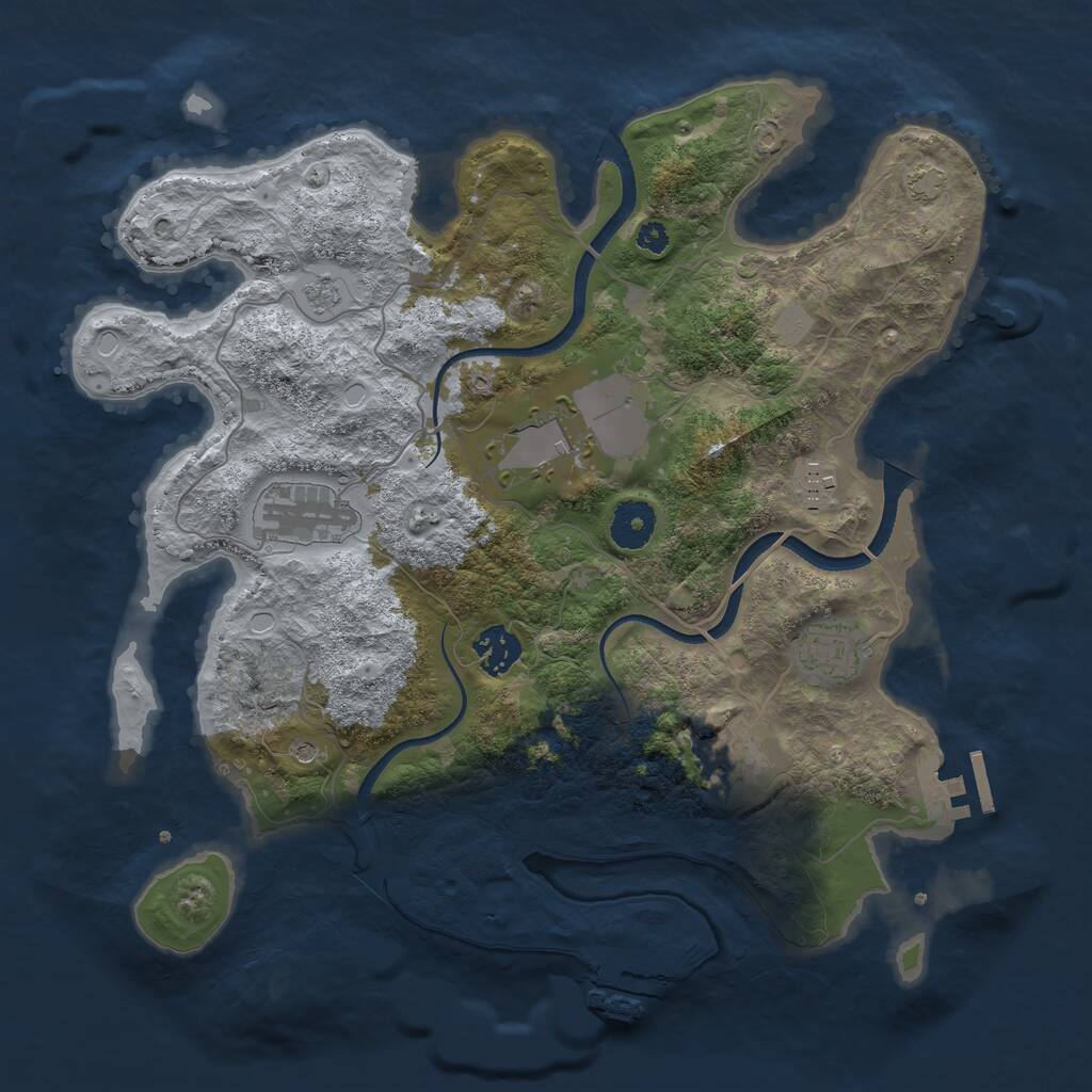 Rust Map: Procedural Map, Size: 3500, Seed: 2054282005, 12 Monuments