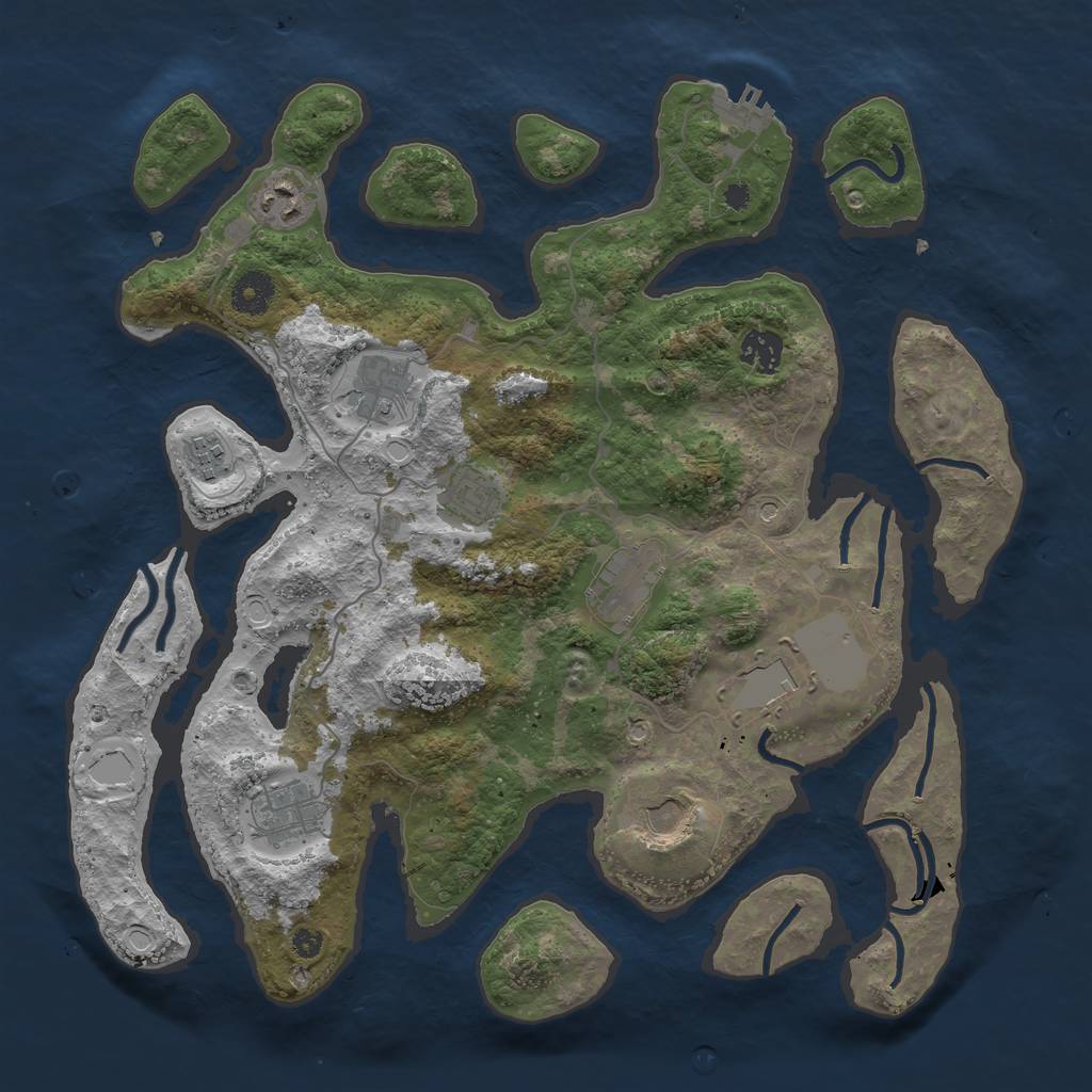 Rust Map: Procedural Map, Size: 3750, Seed: 763495559, 16 Monuments