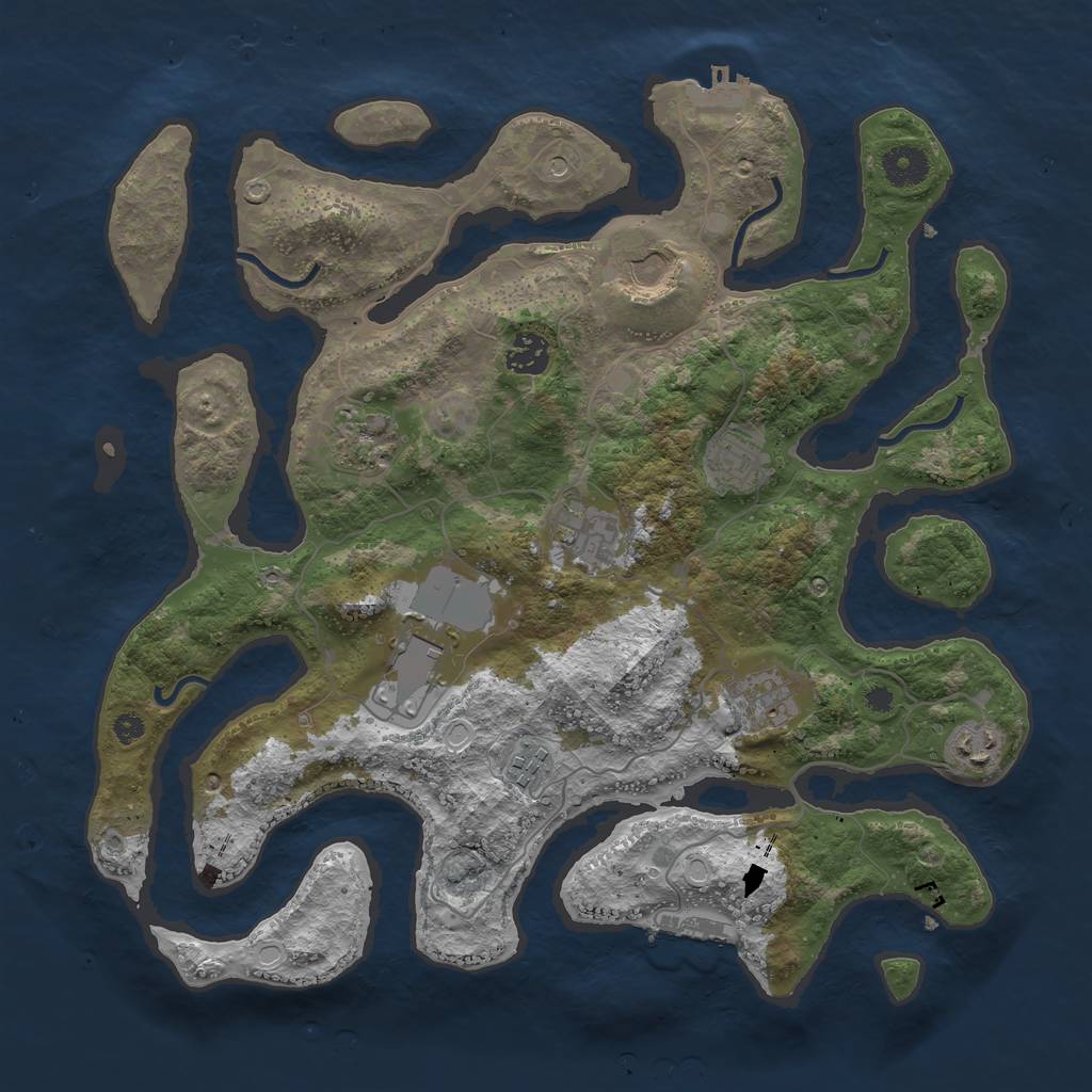 Rust Map: Procedural Map, Size: 3750, Seed: 84681037, 17 Monuments